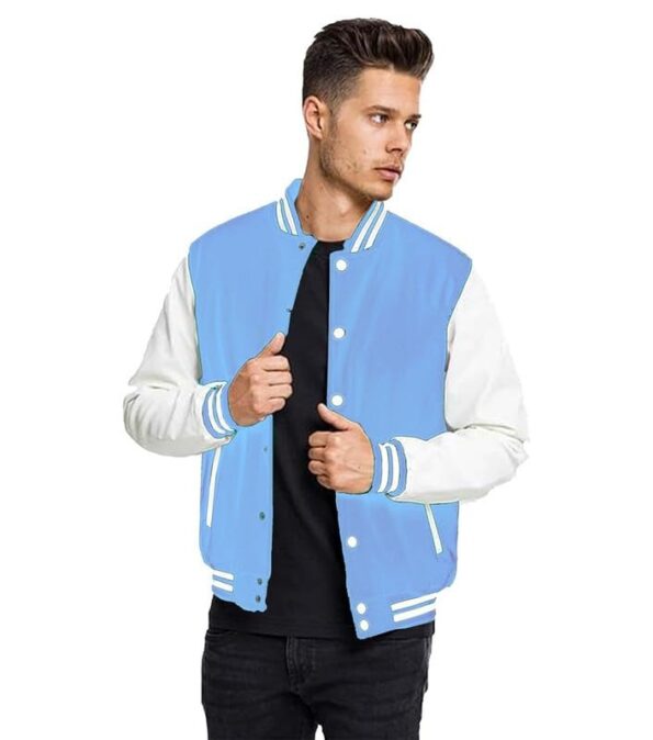 sky blue varsity jacket