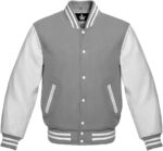 grey varsity jacket men's