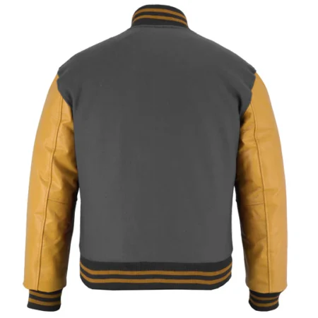 Dark Grey And Gold Varsity Jacket