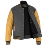 Dark Grey And Gold Varsity Jacket
