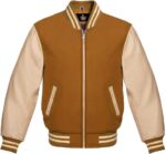 Gold Leather Varsity Jacket