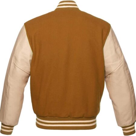 Gold Leather Varsity Jacket
