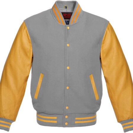 Grey And Gold Varsity Jacket