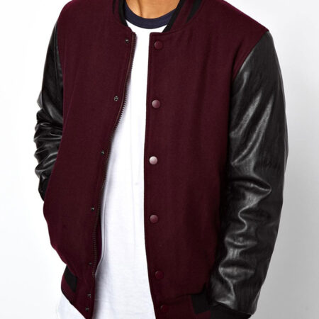 Maroon And Black Varsity Jacket