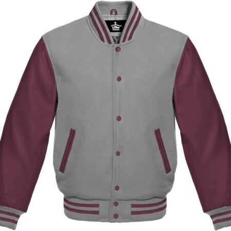 Maroon And Gray Varsity Jacket