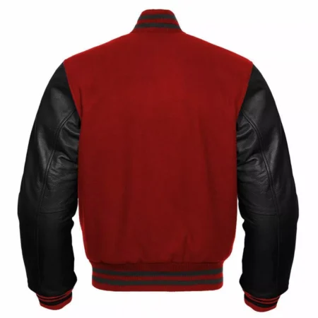 Maroon Varsity Jacket With Black Sleeves
