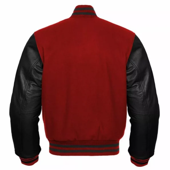 Maroon Varsity Jacket With Black Sleeves