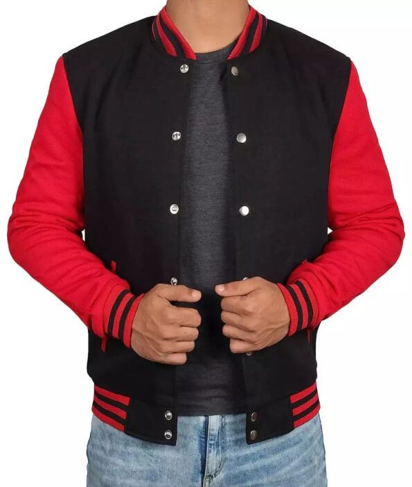 red and black varsity jacket mens