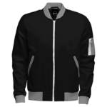 Black And Grey Nylon Varsity Jacket