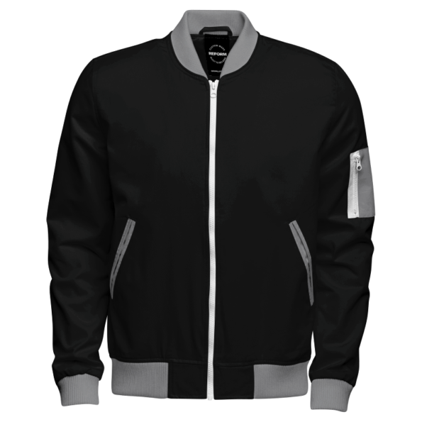 Black And Grey Nylon Varsity Jacket 1