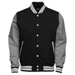 Black And Grey Polyester Varsity Jacket