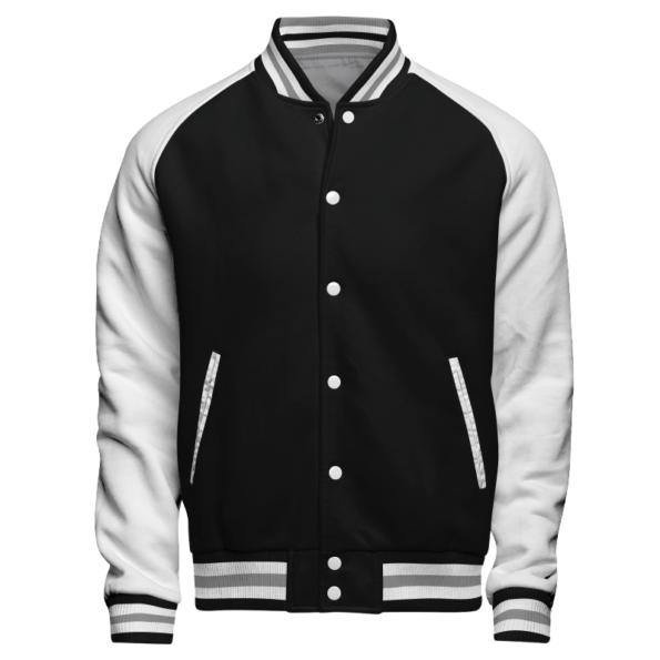 Black And White Reversible Fleece Varsity Jacket