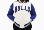 Blue And White Chicago Bulls Nba Satin Jacket