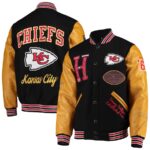 Kansas City Chiefs Tommy Hilfiger Heritage Full-Snap Balck & Tan Varsity Jacket