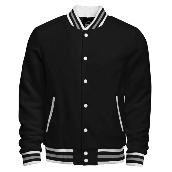 Mens Black Fleece Varsity Jacket 1