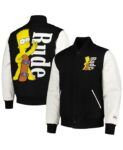 Men's Black The Simpsons Rude Full-zip Varsity Jacket