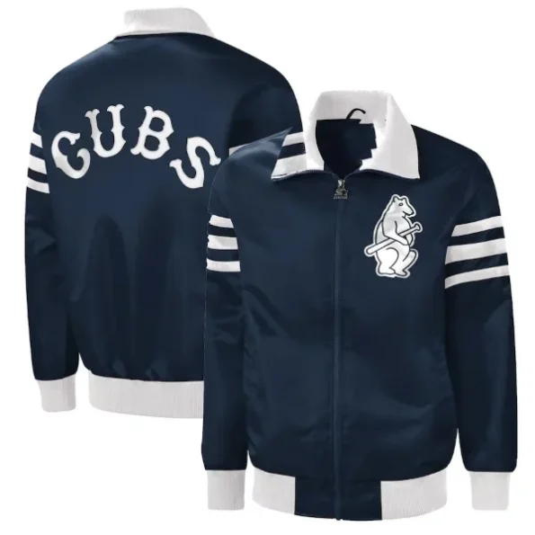 Mens Chicago Cubs Navy The Captain Iii Full zip Varsity Jacket