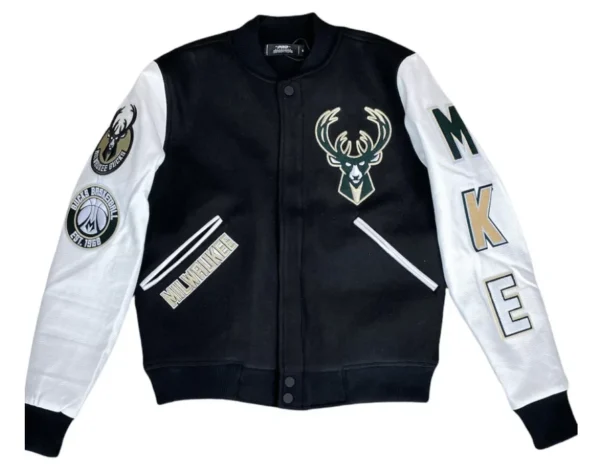 Milwaukee Bucks Pro Standard Black Varsity Logo Full zip Jacket