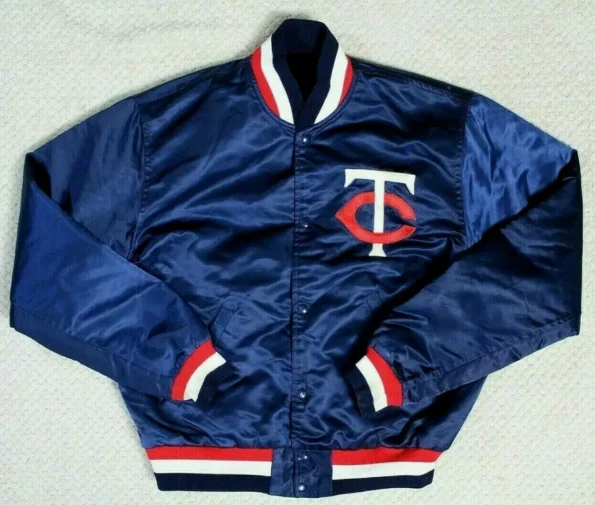 Mlb Minnesota Twins Blue Bomber Satin Jacket