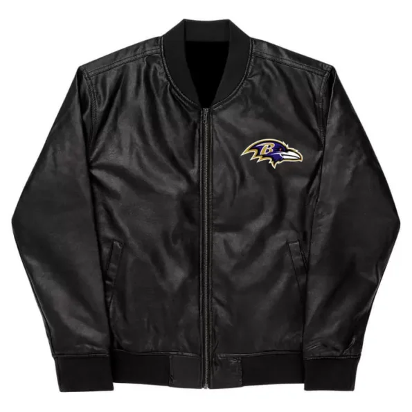 NFL Baltimore Ravens Black Leather Varsity Jacket 1