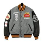 Palace x Stella Artois Stadium Grey & Black Varsity Jacket