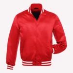 Red Satin Varsity Jacket
