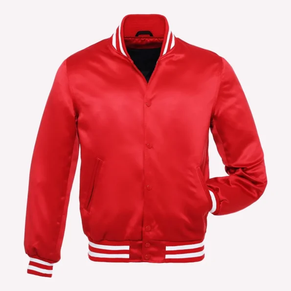 Red Satin Varsity Jacket
