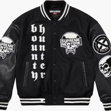 Supreme Bounty Hunter Black Wool & Leather Varsity Jacket