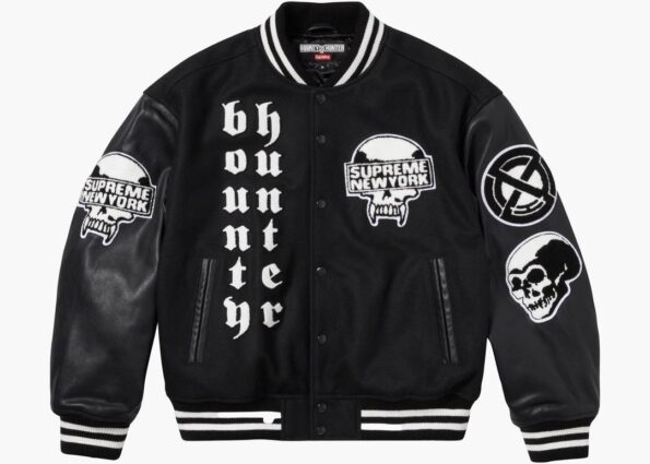 Supreme Bounty Hunter Black Wool & Leather Varsity Jacket