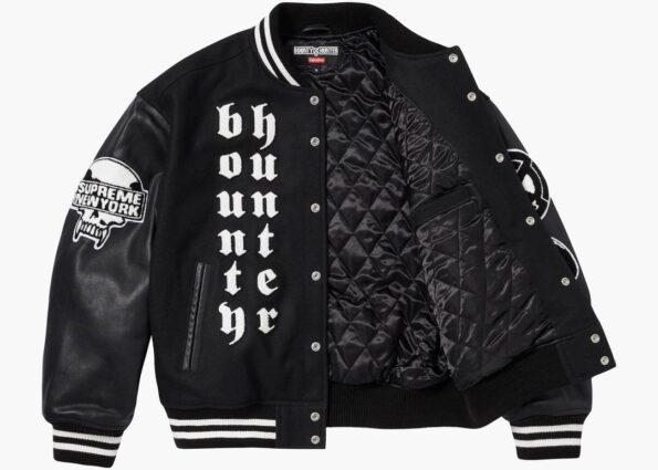 Supreme Bounty Hunter Black Wool & Leather Varsity Jacket