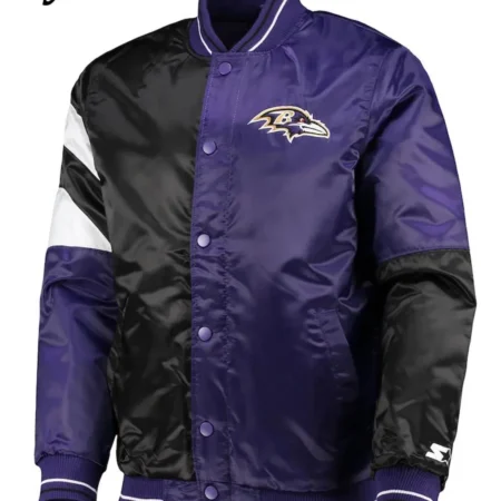 Varsity Baltimore Ravens Full-Snap Satin Jacket