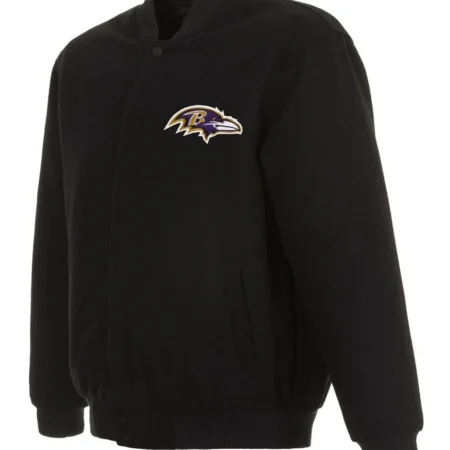 Varsity Baltimore Ravens Black Wool Jacket