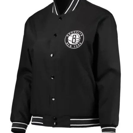 Brooklyn Nets Black Poly Twill Jacket