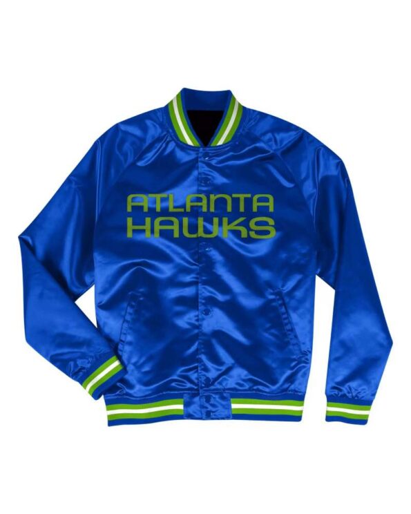 nba atlanta hawks royal blue satin jacket