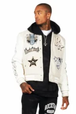 fio beige/white varsity jacket fio beige/white varsity jacket