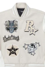 fio beige/white varsity jacket fio beige/white varsity jacket