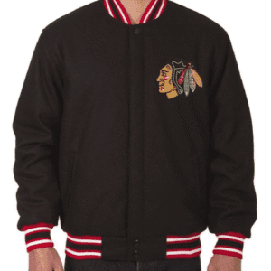 Chicago Blackhawks Varsity Wool Black Jacket