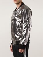 11 By Boris Bidjan Saberi Silver Satin Bomber Jacket