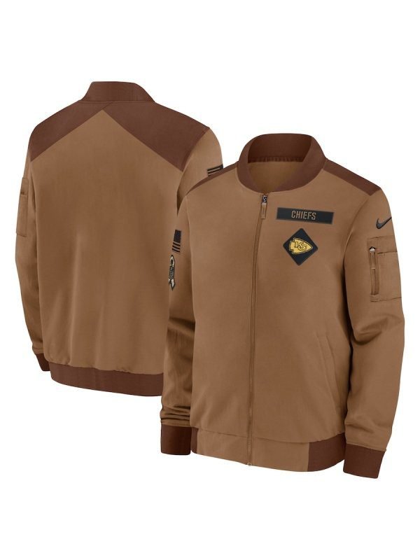 Kansas City Chiefs Salute To Service Brown Bomber Jacket Kansas City Chiefs Salute To Service Brown Bomber Jacket