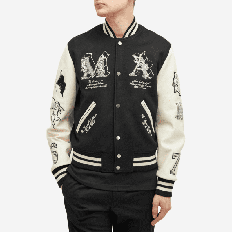 AMIRI Men's MA Angel Varsity Jacket in Black AMIRI Men's MA Angel Varsity Jacket in Black
