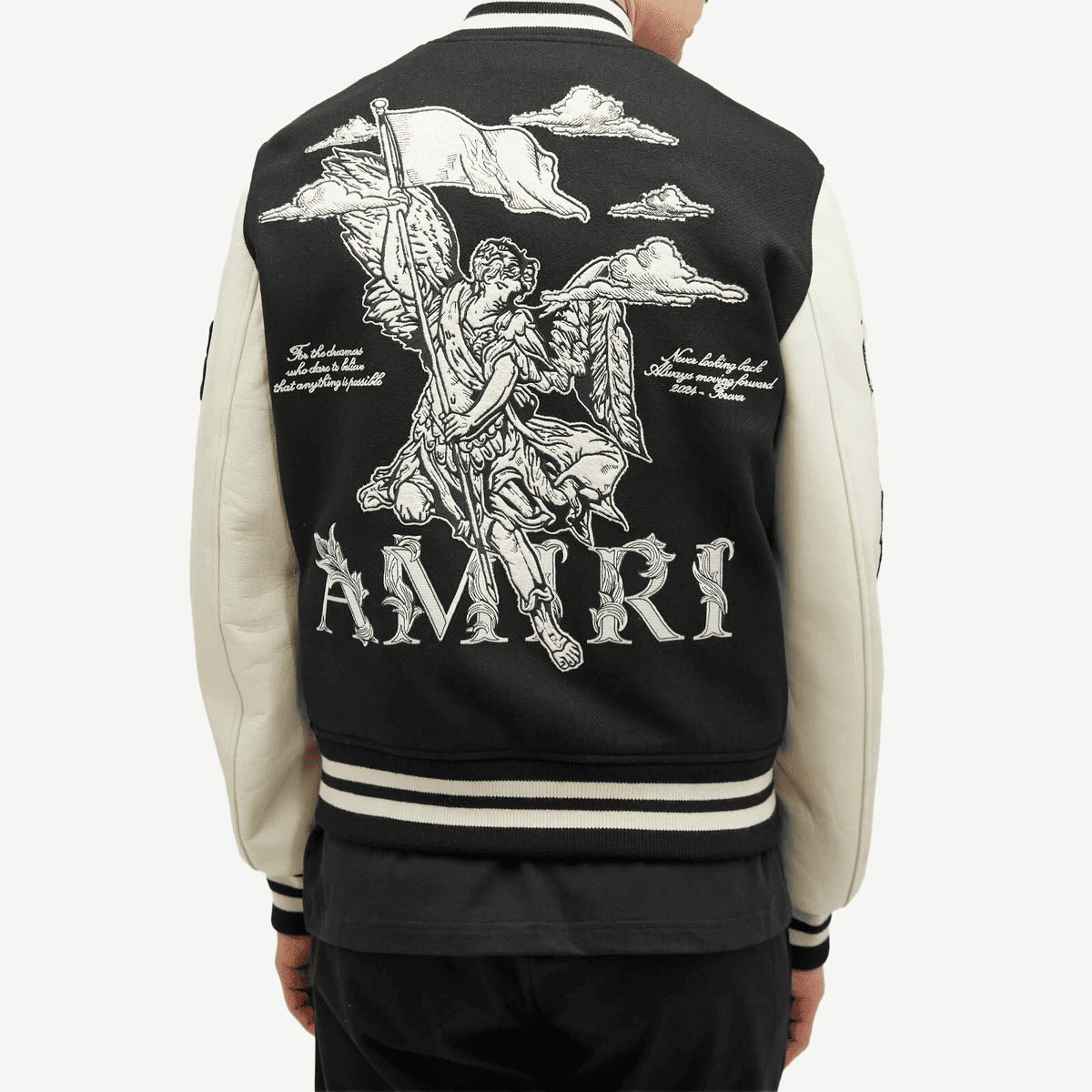 AMIRI Men's MA Angel Varsity Jacket in Black AMIRI Men's MA Angel Varsity Jacket in Black
