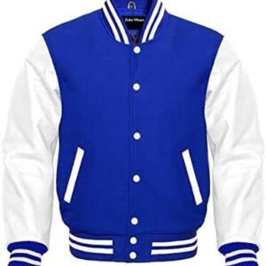 Blue And White Mens Varsity Jacket