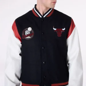Chicago Bulls NBA Floral Black Varsity Jacket