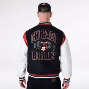 Chicago Bulls NBA Floral Black Varsity Jacket