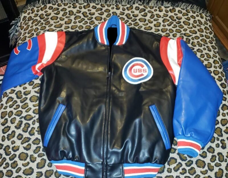 80s Vintage Chicago Cubs Leather Baseball Jacket