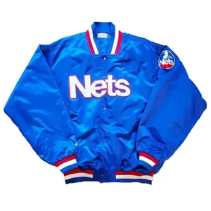 90s New Jersey Nets Royal Blue Satin Jacket