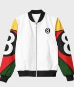 90s White 8 Ball Polyester Bomber Jacket