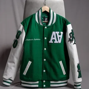 A Anniversary Varsity Green Double Letterman Jacket