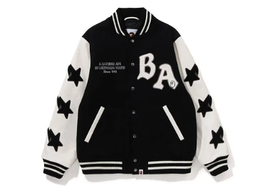 A Bathing Ape Black And White Relaxed Fit Varsity Jacket A Bathing Ape Black And White Relaxed Fit Varsity Jacket
