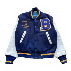A Bathing Ape Blue And White Varsity Jacket